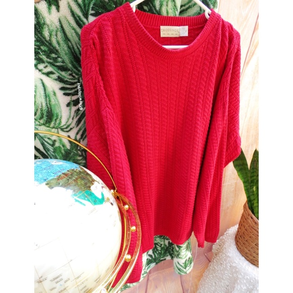 Vintage electric red oversized cable knit sweater 🍄 - Picture 6 of 9